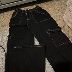 Fashion Nova Black Pants with White Stitching